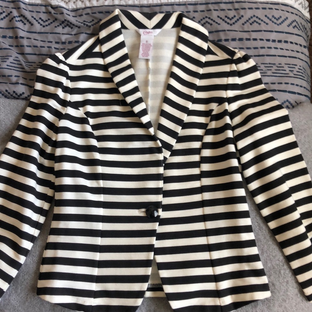 Candies Black and White Striped Blazer